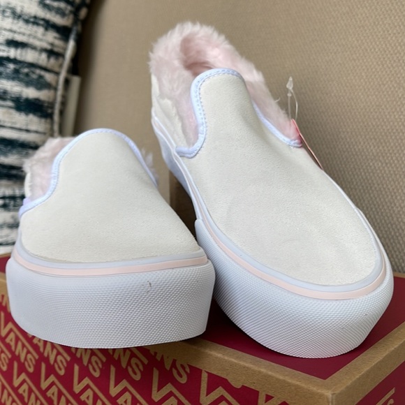 Vans Classic Slip-On Platforms Suede / Fur True White WMNS - Picture 8 of 16
